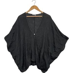 Puro Lino Top Womens OS Gray Linen Kimono Batwing Italy Lagenlook Cottage Light
